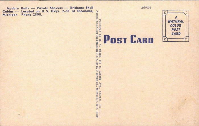 Brisbane Shell Cabins - Old Postcard Photo (newer photo)